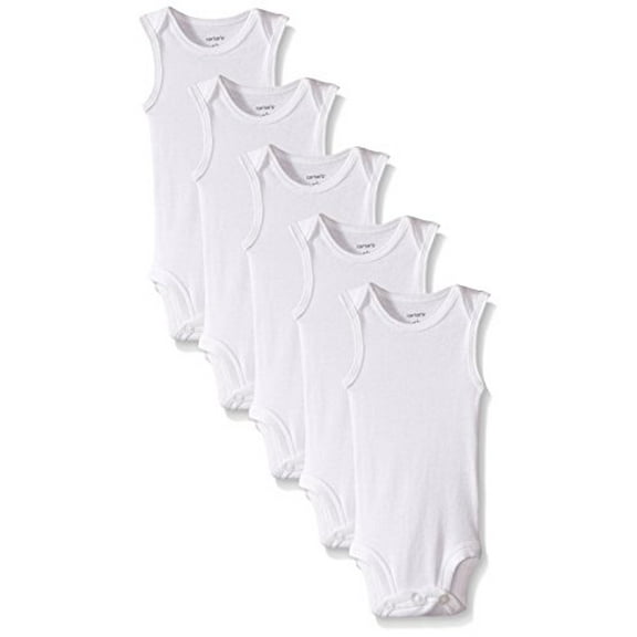 Carter's 5-Pack S/L Bodysuits - White- 6 Months