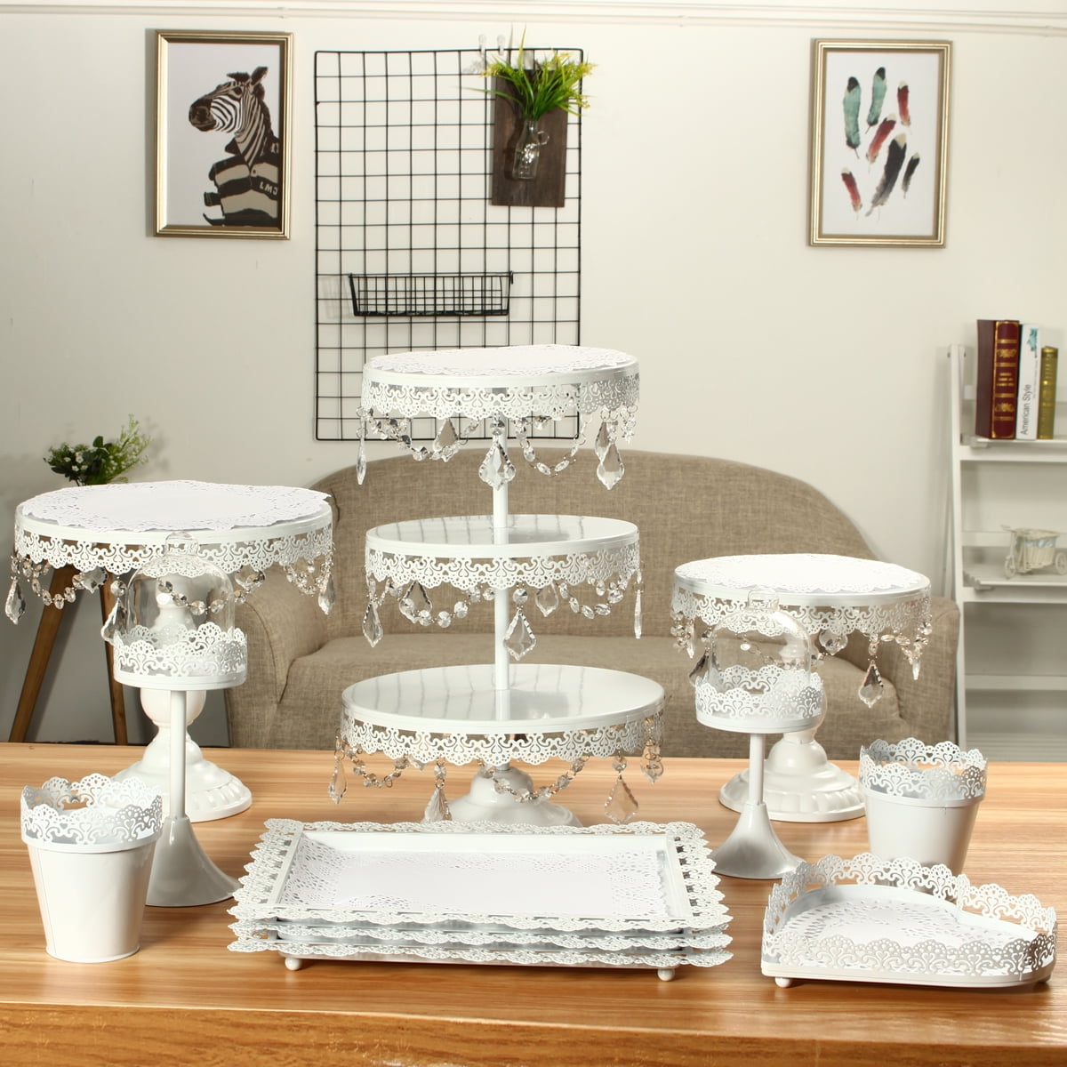 Moaere 11pcs Antique Cake Stand Round Cupcake Stands Metal