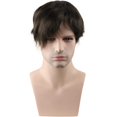 thumbnail image 4 of Men's Toupee 10x8inch European Human Hair Swiss Mono Lace Thin Skin Hairpiece Hair Replacement System for Men #4 Medium Brown Color, 4 of 7