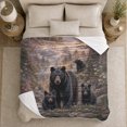 thumbnail image 4 of Black Bear Family by Forest Stream and Waterfall, Serene Wildlife Art for Bear Lovers, Warm Flannel Blanket for Cabin and Lodge, Father's Day Gift, Rustic Home Decor, 4 of 7