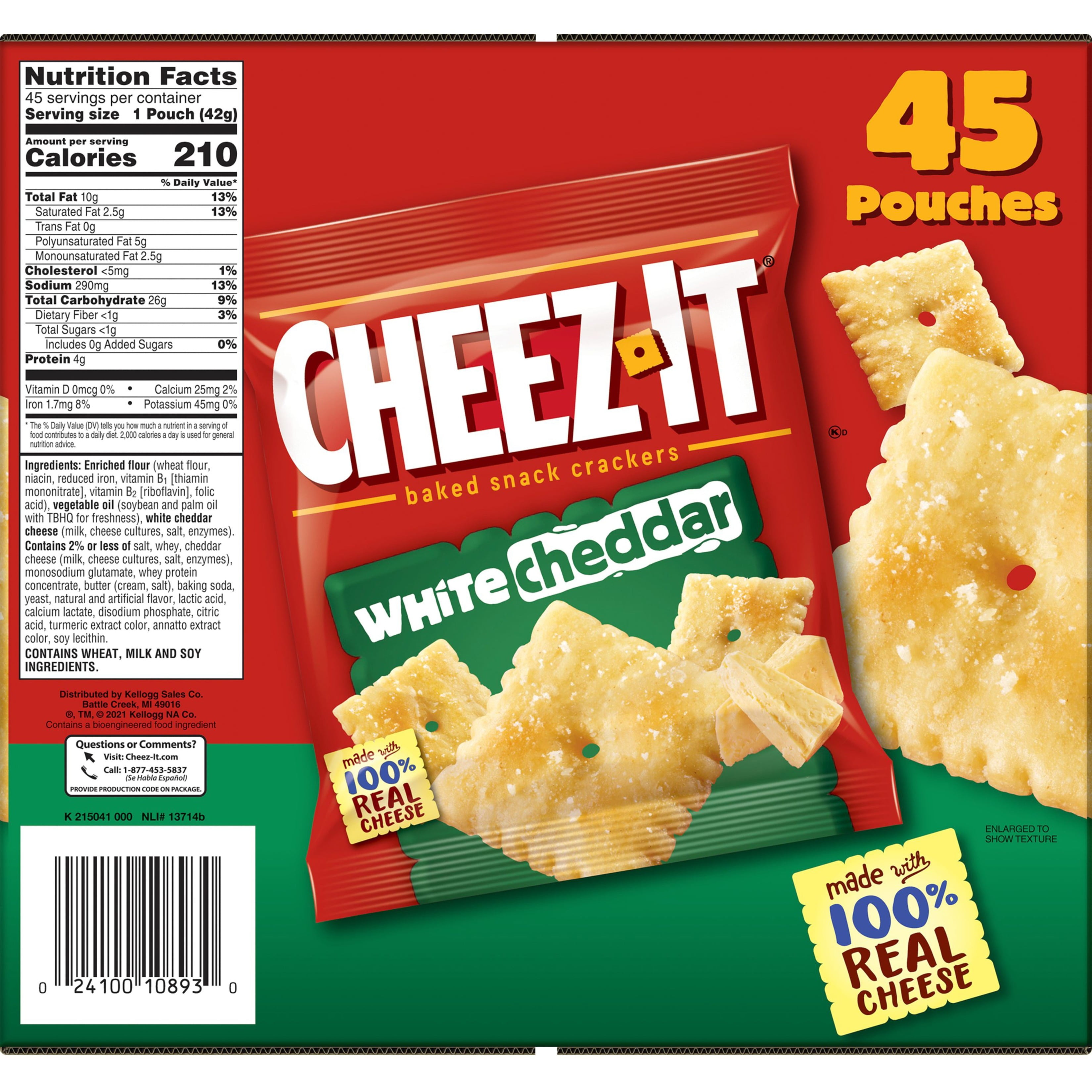Cheez-It White Cheddar Crackers Snack Packs (1.5 Ounce pouches, 45 Count)