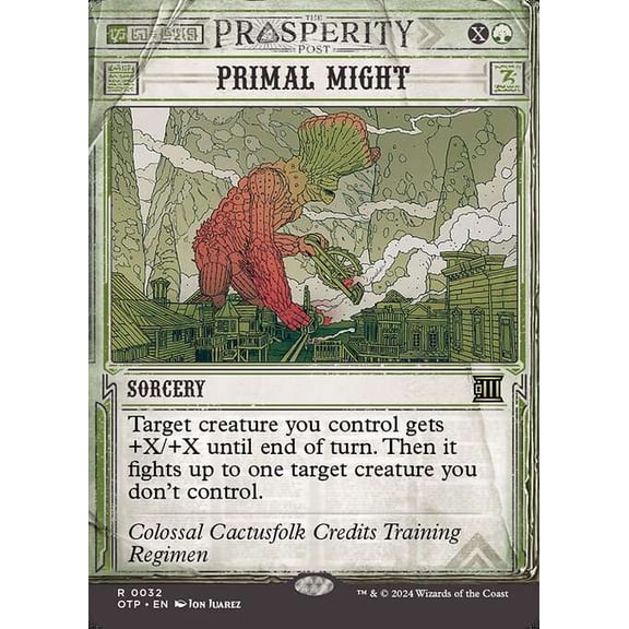 MtG Outlaws of Thunder Junction Breaking News Rare Primal Might (Prosperity Showcase) #32