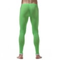 thumbnail image 2 of inhzoy Men's Ice Silk Underwear Compression Low Rise Slim Leggings Tight Pants Long Trousers Green M, 2 of 4