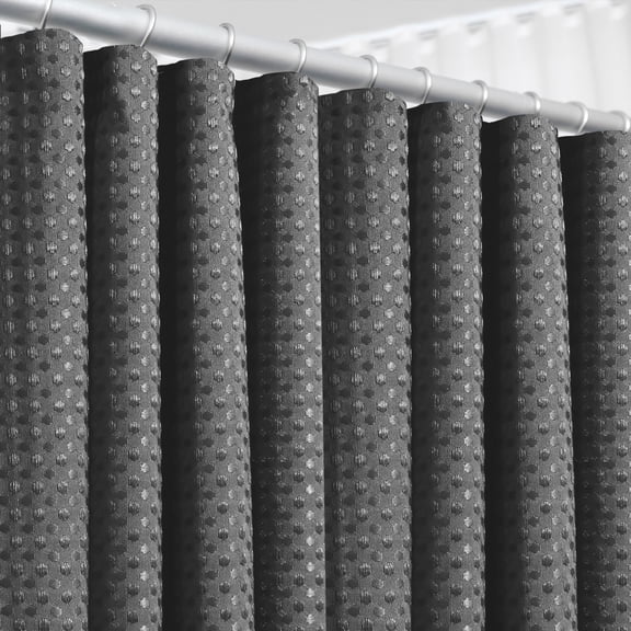 LammaLoe Gray Shower Curtains, Waffle Weave Heavy Duty Fabric Shower Curtain, 72” x 72" Hotel Luxury 256 GSM Bathroom Curtains