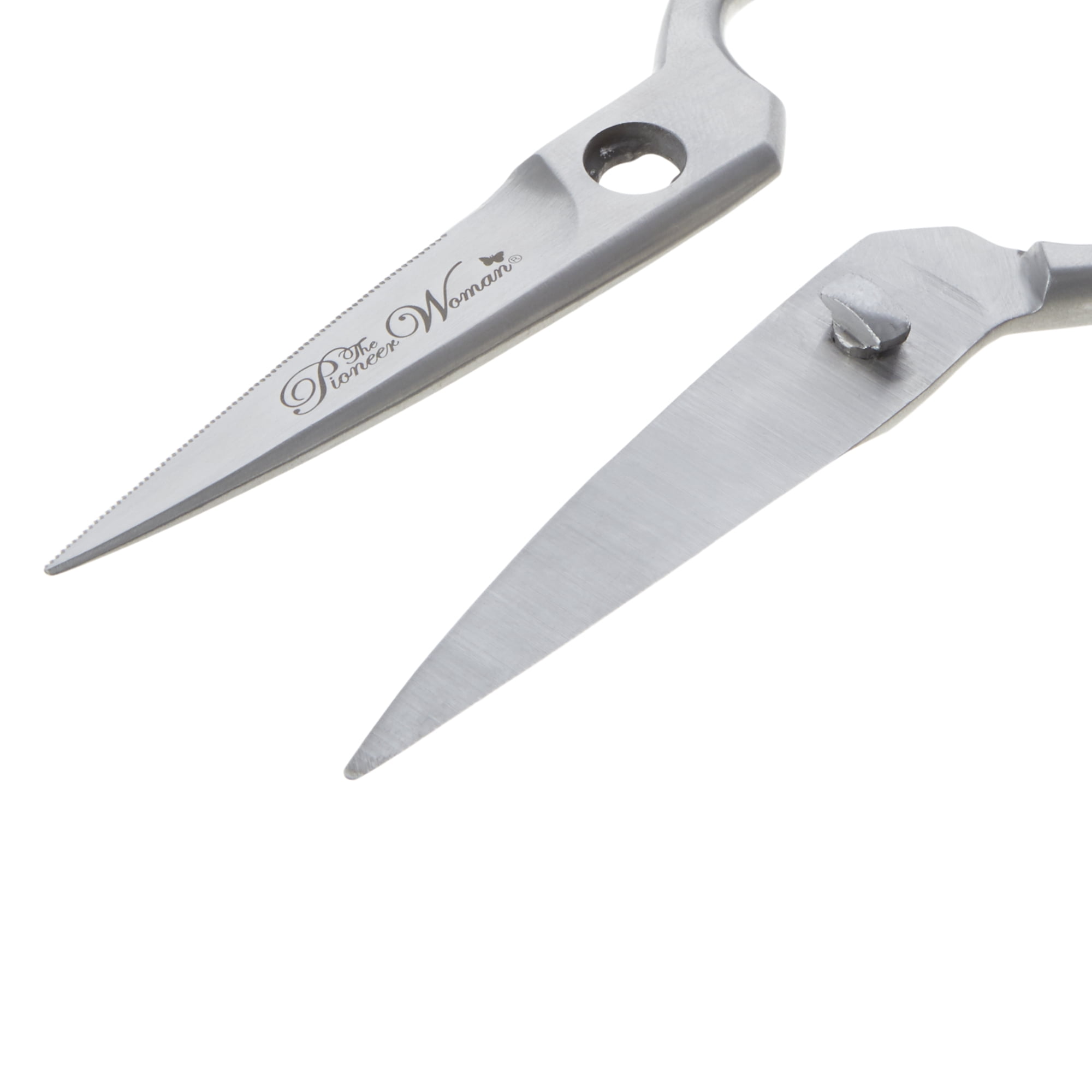 The Pioneer Woman Stainless Steel Kitchen Scissors with Blade Cover, Silver/Teal