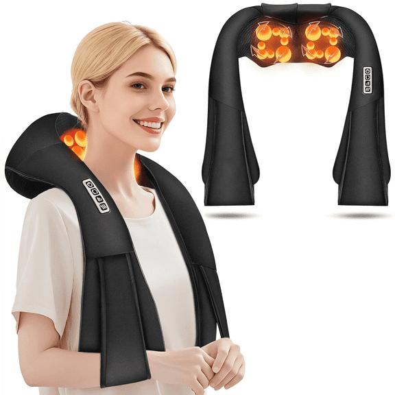 XIAOTONG Shiatsu Neck Massager with Heat, Deep Tissue Kneading Back and Shoulder Massager, Gifts for Mom & Dad