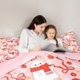 thumbnail image 4 of Feelyou Kawaii Christmas Ghost Queen Comforter Set, Cartoon Ribbon Bowknot Comforter Sets Queen, Pink, Pink Reversible, 3pcs, 1 Comforter and 2 Pillowcases, 4 of 7