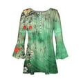 thumbnail image 4 of CYMMPU Business Work Blouses to Wear with Leggings Dressy Tunic Tops Casual V-Neck Elegant Blouse Floral Printed 3/4 Length Sleeve Summer Fall Shirts 2025 Clothes for Women Green S, 4 of 5