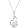thumbnail image 3 of AFFY Valentine's Day Gift Round Shape Simulated Cubic Zirconia Heart Pendant Necklaces In 925 Sterling Silver, 3 of 5
