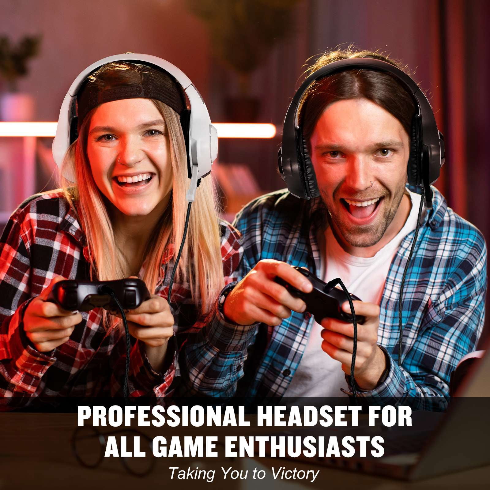 Gaming Headsets Wired for PS4 PS5 Switch Xbox One PC with RGB Light, Noise Canceling Mic,Surround Sound,Over Ear Muffs Gaming Headphones,Black