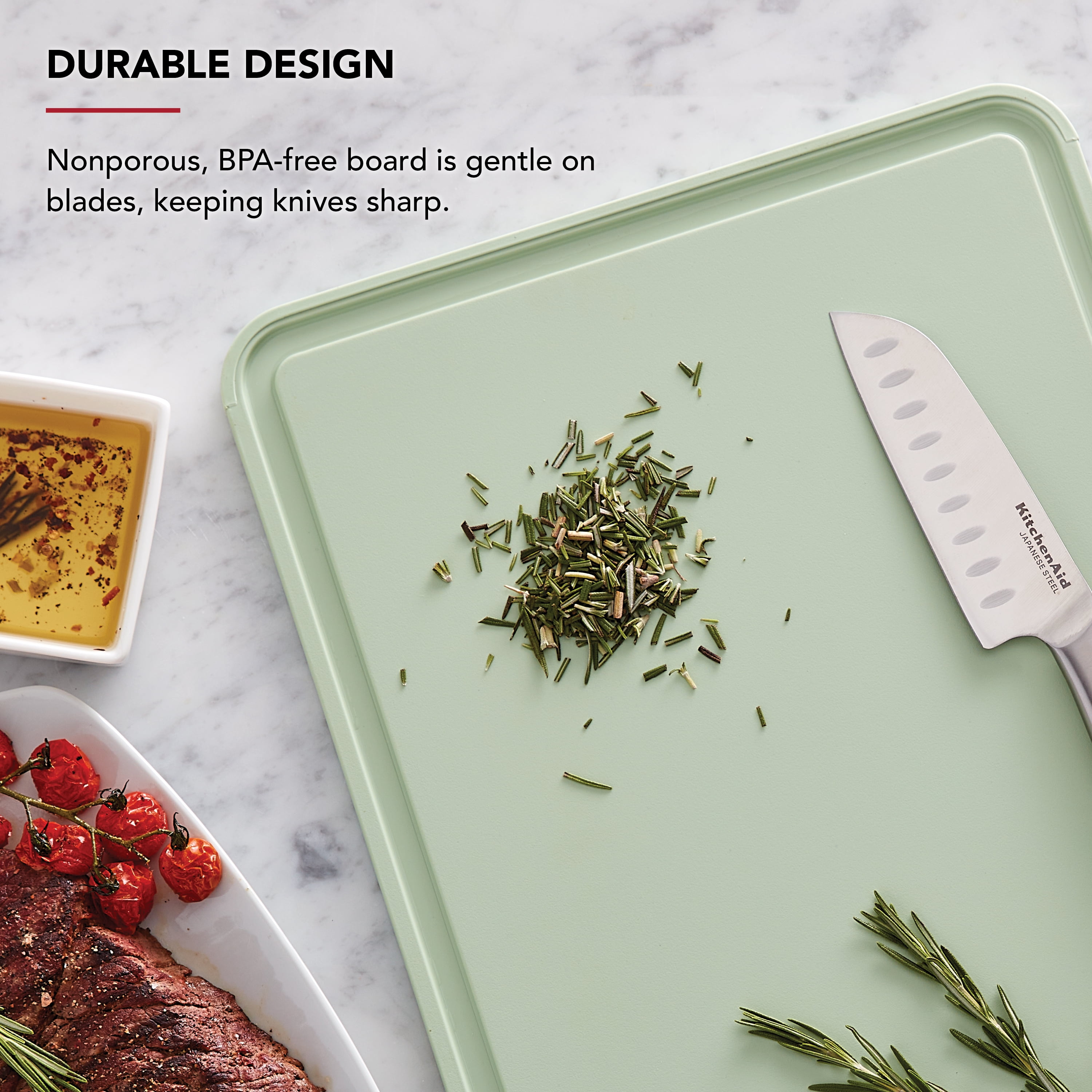 KitchenAid 12x18 Cutting Board Nonslip Plastic Durable Dishwasher