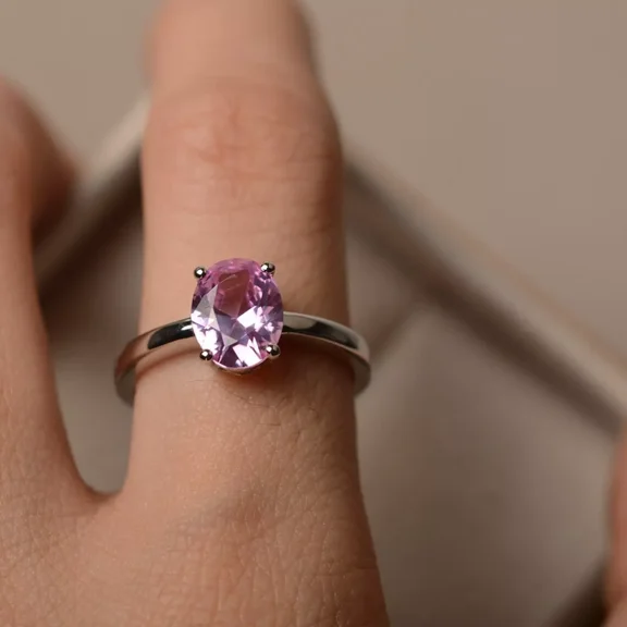 925 Sterling Silver Certified Natural Pink Sapphire Handmade Ring
