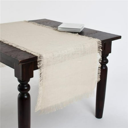 

SARO JU209.I2070B 20 x 70 in. Mari Sati Rectangle Fringed Jute Table Runner - Ivory