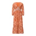 thumbnail image 6 of Caoirhny Women’s Bohemian Floral Dress Summer Half Sleeve V Neck Shirred Waist A-Line Dress Long Flowy Dress, 6 of 9