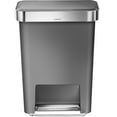 thumbnail image 4 of simplehuman 12 gal Plastic Rectangular Kitchen Trash Can with Liner Pocket, Grey, 4 of 7