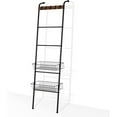 thumbnail image 6 of Blanket Ladder Leaning Towel Ladder Holder with 2 Metal Baskets & 5 Hooks Black, 6 of 12