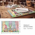 thumbnail image 3 of Placemats Set of 4, Easter Bunny Gnomes Woven Placemat, Linen Place Mats for Kitchen/Dining Tables, Spring Easter Eggs Floral Colorful Wood Washable Table Mats for Party, 3 of 8
