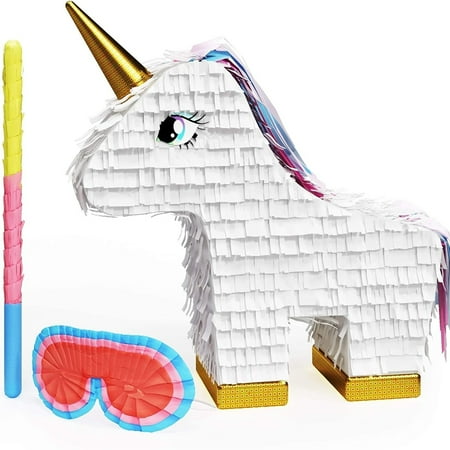 Unicorn Pinata Bundle with a Blindfold and Bat The REAL Large Sized Pinata For Birthday Parties, Kids Carnival and Related Events