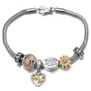 Connections from Hallmark Stainless Steel Tri-Color Mom Charm Bracelet, 7.75