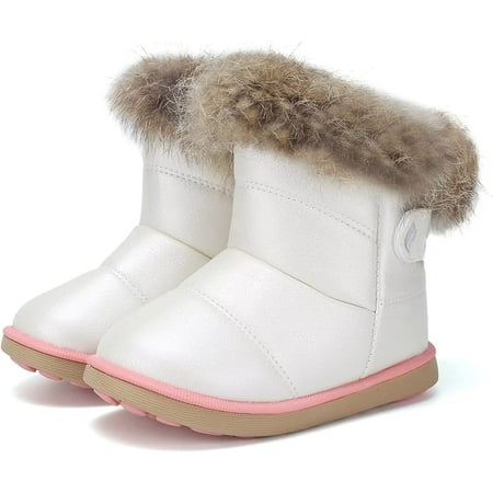 Bonario Toddler Boys Girls Snow Boots Winter Snow Warm Fleece Booties High-Top Ankle Shoes for Little Kids