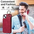 thumbnail image 6 of Nalacover for iPhone 15 Plus Wallet Case with Card Slots & Metal Finger Ring, Durable PU Leather Back Double Magnetic Botton Flip Kickstand Purse Shockproof Phone Case,Red, 6 of 10