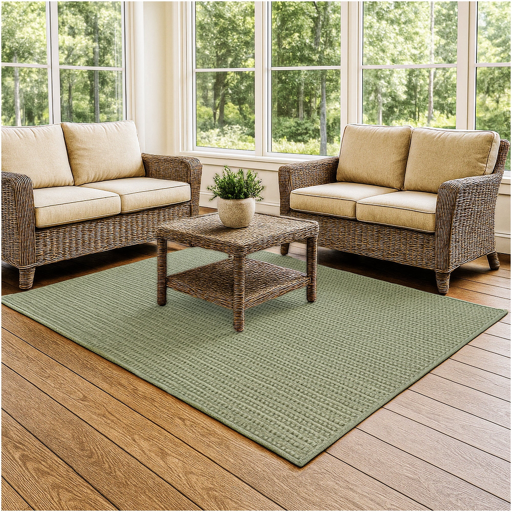 Koeckritz Rugs Interlace Indoor/Outdoor Olive Area Rug, 2' x 8'