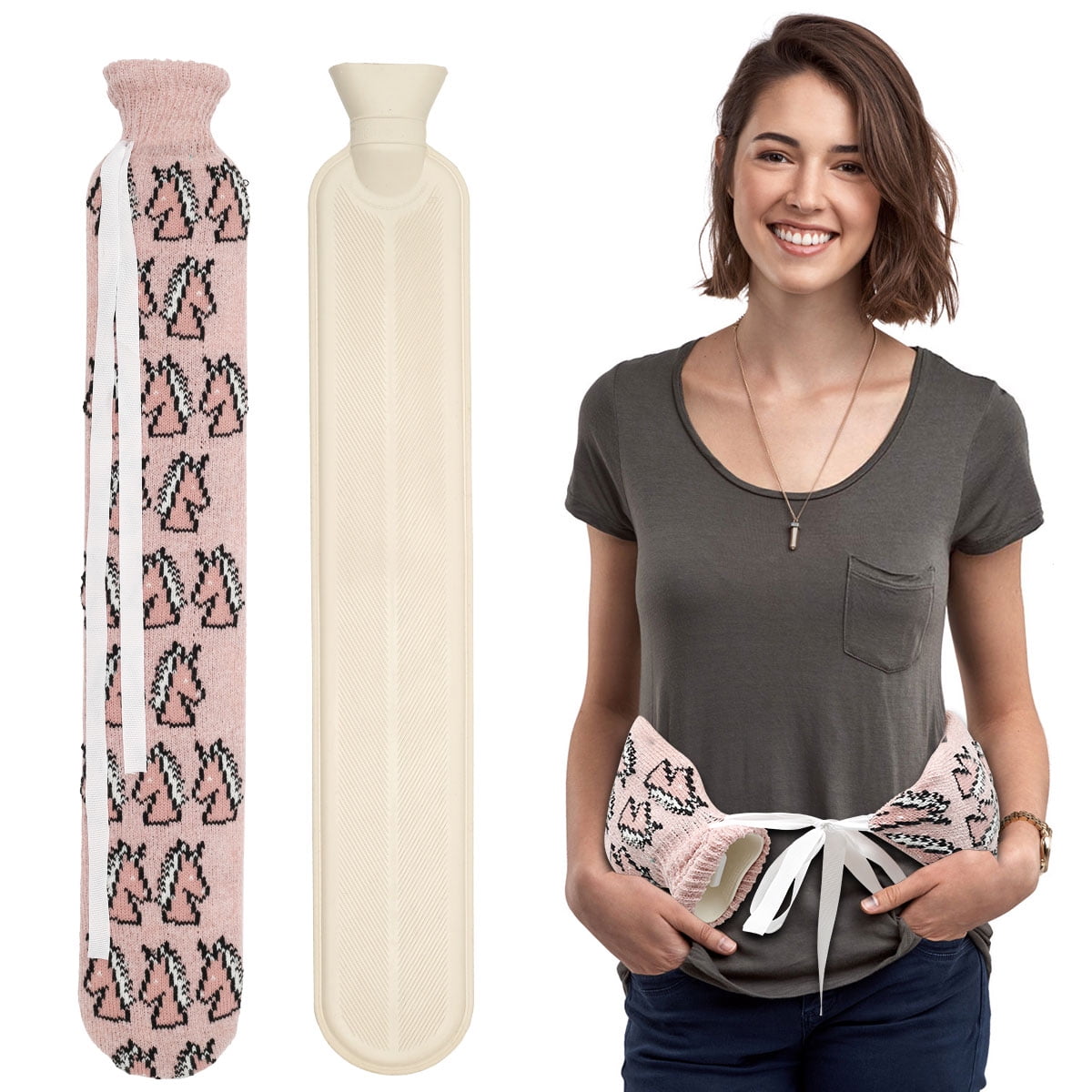 Protoiya Long Hot Water Bottle Bed Warm Waist Warm Back Hot Water