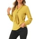 thumbnail image 4 of INSPIRAR CHIC Blusas de Manga Larga para Mujeres Chifón Plisado con Cuello de Lazo Camisa de Oficina XS Amarillo, 4 of 6