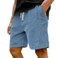 thumbnail image 5 of HKYNLAG Pacificozy Men's Shorts, Casual Corduroy Drawstring Elastic Waist, Summer Loose Fit Beach Shorts with Pockets Sky Blue L, 5 of 6