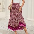thumbnail image 6 of Flowy Skirt Women Summer Beach Casual Boho Maxi Skirt with Drawstring Vintage Printing Comfortable Elastic Waist Long Skirts 2025 New, 6 of 7