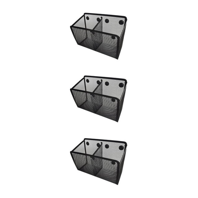 Guardoinrt Magnetic Pencil Holder Black Mesh Basket Refrigerator for Locker Table 2 grid Small 3Set