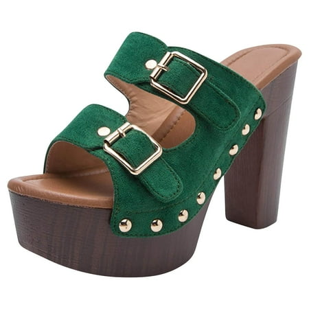 

High Heels For Women High Heels Women s Heeled Sandals New Fish Mouth Buckle High Heel Thick Heel Thick Bottom Comfortable Women s Sandals