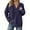 Navy, variant on Wang6 Waffle Button up Hoodies Dress for Womens Loose Fit Solid Hooded Pullovers Sweatshirts Trendy Fall Long Sleeve V Neck Tops Navy XL