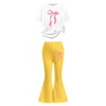 thumbnail image 5 of Gaexia Girls Short-Sleeved Suit,Stylish Girls Casual Outfit Flared Pants With Short Sleeve Top Comfortable Playwear Two Piece Summer Fashion Clothes,130, 5 of 5