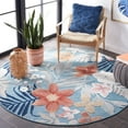 thumbnail image 3 of SAFAVIEH Cabana Caris Floral Indoor/Outdoor Area Rug, Aqua/Rust, 5'1" x 5'1" Round, 3 of 12