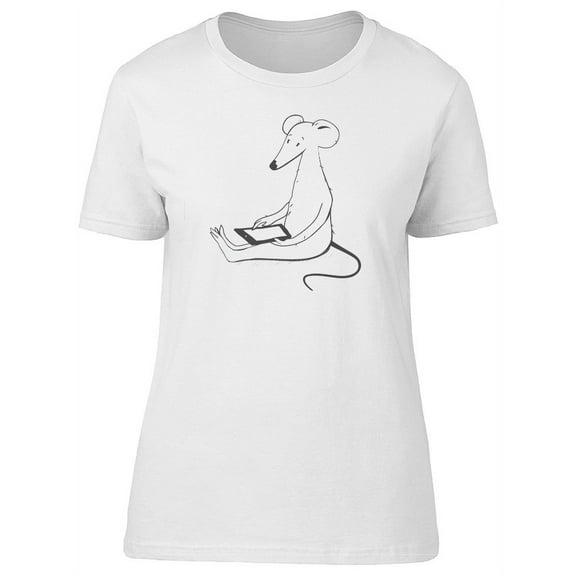 Funny Mouse With A Tablet T-Shirt Women -Image by Shutterstock, Female XX-Large