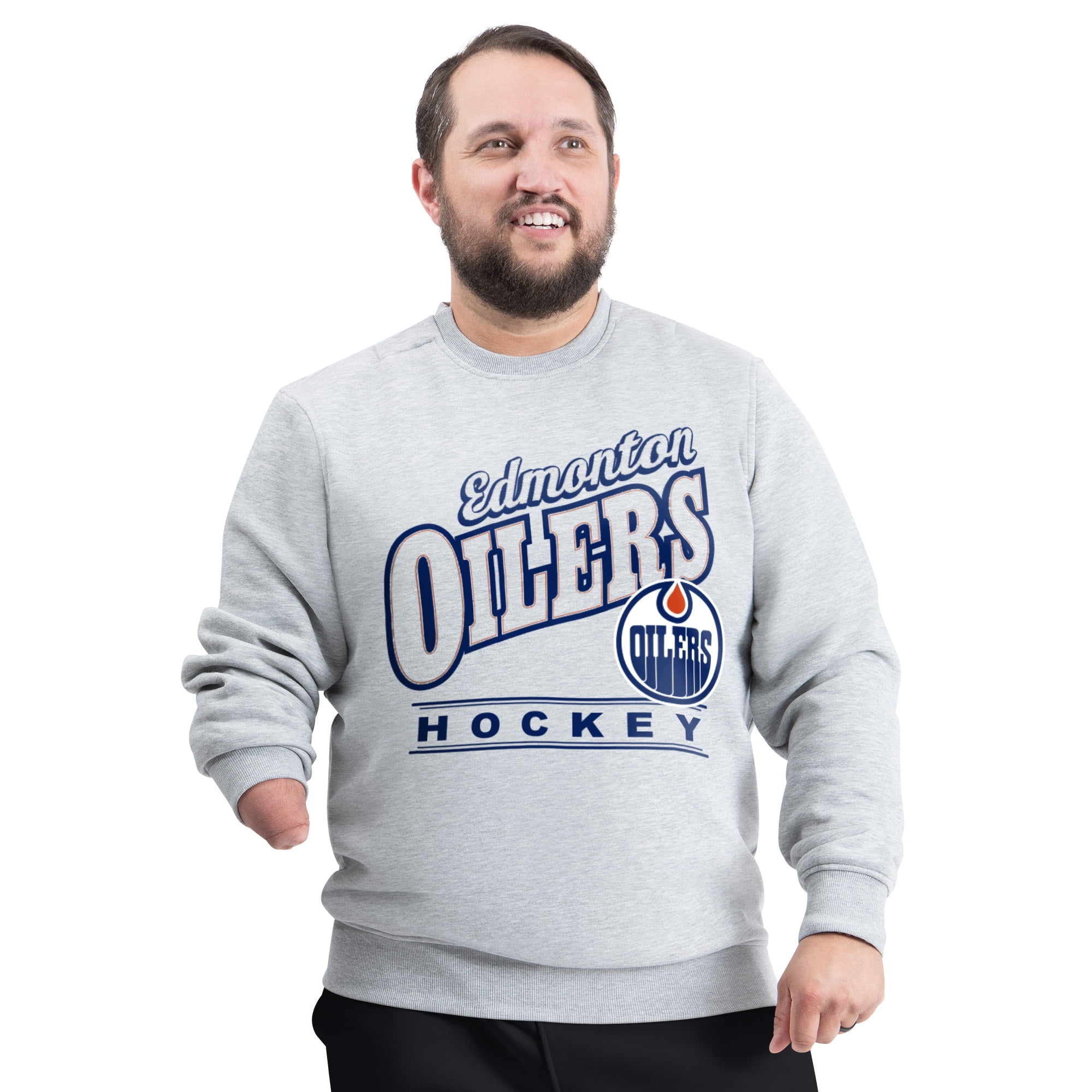 Men's G-III Sports by Carl Banks Gray Edmonton Oilers Adaptive Headliner Fleece Sweatshirt