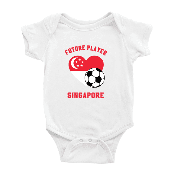 Future Soccer Player Singapore Soccer Fan Baby Rompers Newborn Clothes Outfits (White, 12-18 Months)
