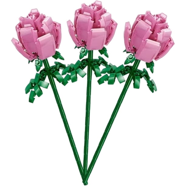 Kits de bloques de construcción de ramo de flores de rosas, diseño patentado, decoración 3D única, conjunto DYI icónico para adultos y niñas, nuevo 2022 (3 r