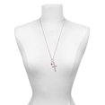 thumbnail image 3 of Delight Jewelry Silvertone Mini Translucent Hot Pink Paw I Set You Apart Engraved Cross Zoey Necklace, 28", 3 of 4