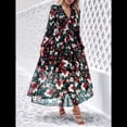 thumbnail image 4 of Vestido Bohemio Informal de Larga con Escote en V Profundo para Mujer Negro L, 4 of 9