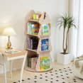 thumbnail image 2 of 4-Tier Tree-Shaped Rotating Bookshelf - 360° Wooden Book Organizer with Double-Sided Storage & Metal Rails for Kids' Room, Home, or Classroom - Beige, 2 of 4