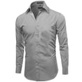 thumbnail image 2 of Men's Slim Fit Button Up Long Sleeve Solid Dress Shirt - Light Gray - L (16-16.5) 34/35 sleeve, 2 of 5