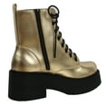thumbnail image 3 of Soda Women's Fling Faux Leather Lace Up Combat Chunky Lug Platform Heel Bootie, Gold, 9 M US, 3 of 4