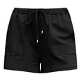 thumbnail image 4 of Women's Shorts Summer Solid Color High Waist Straight Drawstring Loose Casual Pocket Pants, 4 of 4