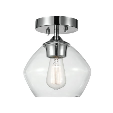 

Globe Electric Harrow 1-Light Chrome Semi-Flush Mount Ceiling Light with Clear Glass Shade 60875
