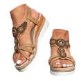 thumbnail image 3 of Mostsola Wedge Espadrilles for Women Open Toe Sandals Casual Boho Rhinestone Beaded Beach Shoes, 3 of 8