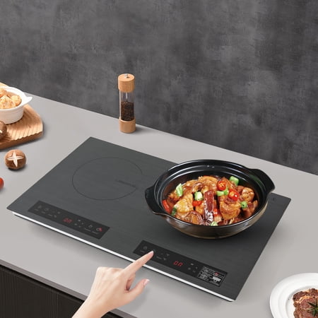 60*36*8cm Tabletop Black&Grey Electric Hot Plate Portable Induction Cooktop Countertop with Long Power Cord