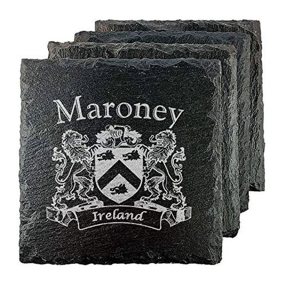 Maroney Irish Coat of Arms Slate Coasters - Set of 4