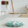 thumbnail image 3 of Acorn Round Floor Cushion with Handle, Colorful Memphis Style Tropical Hipster Circles Monstera Leaves Minimalist, Pillow for Living Room & Dorms, 18" Round, Sea Green and Rose, by Ambesonne, 3 of 4